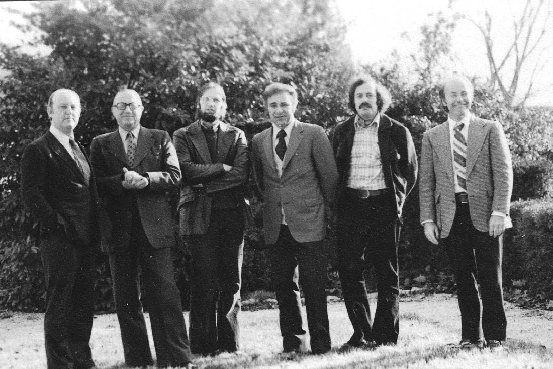 Original professors of faculté Jean Calvin in Aix-en-Provence: Peter Jones, Pierre Courthial, Paul Wells, Eugene Boyer, Pierre Berthoud, and Gerald Boyer.