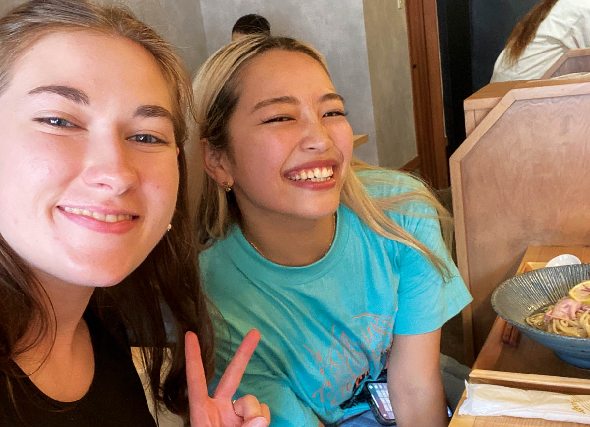 Olivia with a Japanese friend, J-Chan